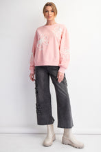 Load image into Gallery viewer, Easel Terry Knit Pullover Top with Bow Patches in Blush
