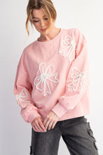 Load image into Gallery viewer, Easel Terry Knit Pullover Top with Bow Patches in Blush
