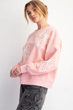 Load image into Gallery viewer, Easel Terry Knit Pullover Top with Bow Patches in Blush
