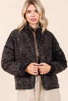 Mittoshop Mineral Washed Quilted Jacket in Black