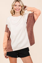 Load image into Gallery viewer, Mittoshop Color Block Patchwork Raglan Top in Natural Brown
