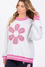 Load image into Gallery viewer, Sage+Fig Daisy Applique Patch Sweatshirt in Heather Gray
