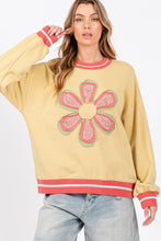 Load image into Gallery viewer, Sage+Fig Daisy Applique Patch Sweatshirt in Vanilla
