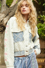 Load image into Gallery viewer, POL Quilted Jacket with Embroidered Sleeves in Ivory Multi
