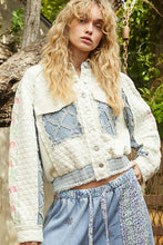 Load image into Gallery viewer, POL Quilted Jacket with Embroidered Sleeves in Ivory Multi
