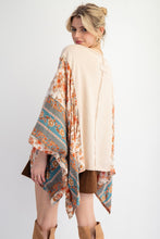 Load image into Gallery viewer, Easel Mixed Print Flower Patched Poncho Top in Natural
