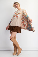 Load image into Gallery viewer, Easel Mixed Print Flower Patched Poncho Top in Natural
