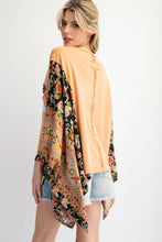 Load image into Gallery viewer, Easel Mixed Print Flower Patched Poncho Top in Terracotta
