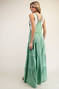 ee:some Solid Color Jumpsuit with Lace Trim Details in Pastel Green