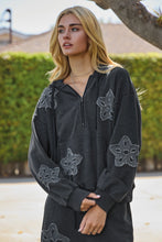 Load image into Gallery viewer, Oddi Solid Color Flower Patched Hoodie in Washed Black
