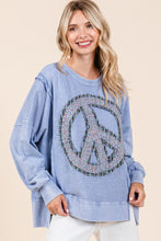 Load image into Gallery viewer, Mittoshop OVERSIZED Peace Sign Patch Sweatshirt in Rain Blue
