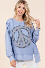 Load image into Gallery viewer, Mittoshop OVERSIZED Peace Sign Patch Sweatshirt in Rain Blue
