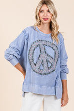 Load image into Gallery viewer, Mittoshop OVERSIZED Peace Sign Patch Sweatshirt in Rain Blue
