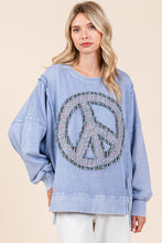 Load image into Gallery viewer, Mittoshop OVERSIZED Peace Sign Patch Sweatshirt in Rain Blue
