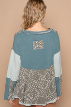 Load image into Gallery viewer, POL Overlay Baby Doll Cut Print and Knitted Top in Teal Multi ON ORDER
