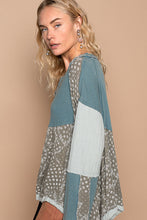 Load image into Gallery viewer, POL Overlay Baby Doll Cut Print and Knitted Top in Teal Multi ON ORDER
