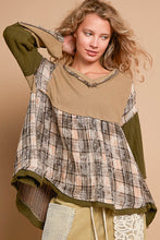 Load image into Gallery viewer, POL Overlay Baby Doll Cut Print and Knitted Top in Olive Multi
