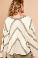 POL Mixed Fabric Cut and Sewn Top in Almond Milk