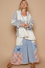 Load image into Gallery viewer, POL A-Line Hooded Zip Up Jacket in Denim Multi
