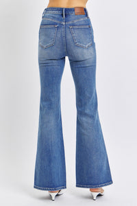 Judy Blue High Waisted Tummy Control Flare Jeans in Dark Blue