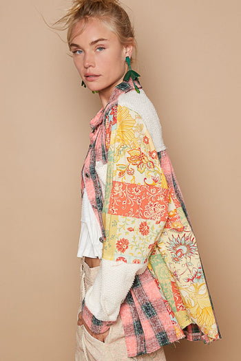 POL OVERSIZED Mix n Match Fabric Top in Pink Multi