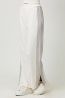 Mystree Mineral Washed Terry Knit Color Block Pants in Washed Ivory