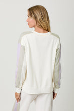 Load image into Gallery viewer, Mystree Mineral Washed Terry Knit Color Block Top in Washed Ivory
