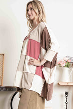 Load image into Gallery viewer, BlueVelvet OVERSIZED Contrasting Patchwork Top in Wine Combo
