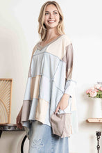 Load image into Gallery viewer, BlueVelvet OVERSIZED Contrasting Patchwork Top in Sky Blue Combo
