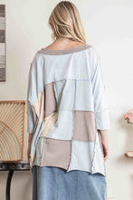 Load image into Gallery viewer, BlueVelvet OVERSIZED Contrasting Patchwork Top in Sky Blue Combo
