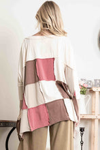 Load image into Gallery viewer, BlueVelvet OVERSIZED Contrasting Patchwork Top in Wine Combo
