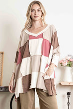 Load image into Gallery viewer, BlueVelvet OVERSIZED Contrasting Patchwork Top in Wine Combo
