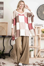 Load image into Gallery viewer, BlueVelvet OVERSIZED Contrasting Patchwork Top in Wine Combo
