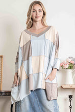 Load image into Gallery viewer, BlueVelvet OVERSIZED Contrasting Patchwork Top in Sky Blue Combo
