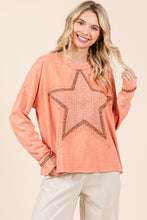 Load image into Gallery viewer, Mittoshop Star Patched Long Sleeve Top in Coral Cream
