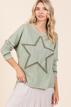 Load image into Gallery viewer, Mittoshop Star Patched Long Sleeve Top in Sage
