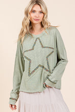 Load image into Gallery viewer, Mittoshop Star Patched Long Sleeve Top in Sage
