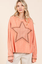 Load image into Gallery viewer, Mittoshop Star Patched Long Sleeve Top in Coral Cream
