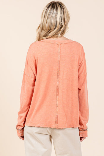 Mittoshop Star Patched Long Sleeve Top in Coral Cream
