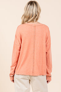 Mittoshop Star Patched Long Sleeve Top in Coral Cream