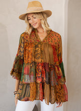 Load image into Gallery viewer, Young Threads Chic Overdyed Jhabla Top in Camel
