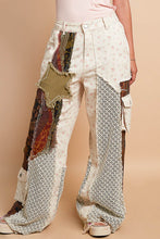 Load image into Gallery viewer, POL Relaxed Fit Twill Patchwork Pants in Ivory/Red Bean Multi
