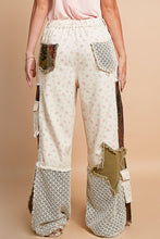 Load image into Gallery viewer, POL Relaxed Fit Twill Patchwork Pants in Ivory/Red Bean Multi
