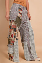 Load image into Gallery viewer, POL Relaxed Fit Twill Patchwork Pants in Choco/Scarlet Multi
