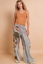 Load image into Gallery viewer, POL Relaxed Fit Twill Patchwork Pants in Choco/Scarlet Multi
