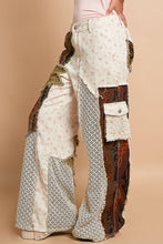 Load image into Gallery viewer, POL Relaxed Fit Twill Patchwork Pants in Ivory/Red Bean Multi
