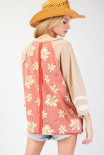 Load image into Gallery viewer, Easel Terry Knit Flower Print Top in Rust
