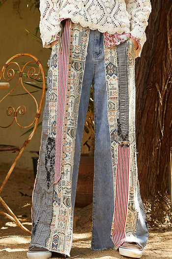 POL Mix n Match Patchwork Pants in Denim