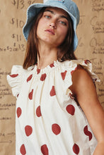 Load image into Gallery viewer, BucketList Polka Dot Print Top in Cream/Rust
