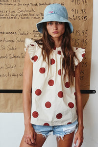 BucketList Polka Dot Print Top in Cream/Rust